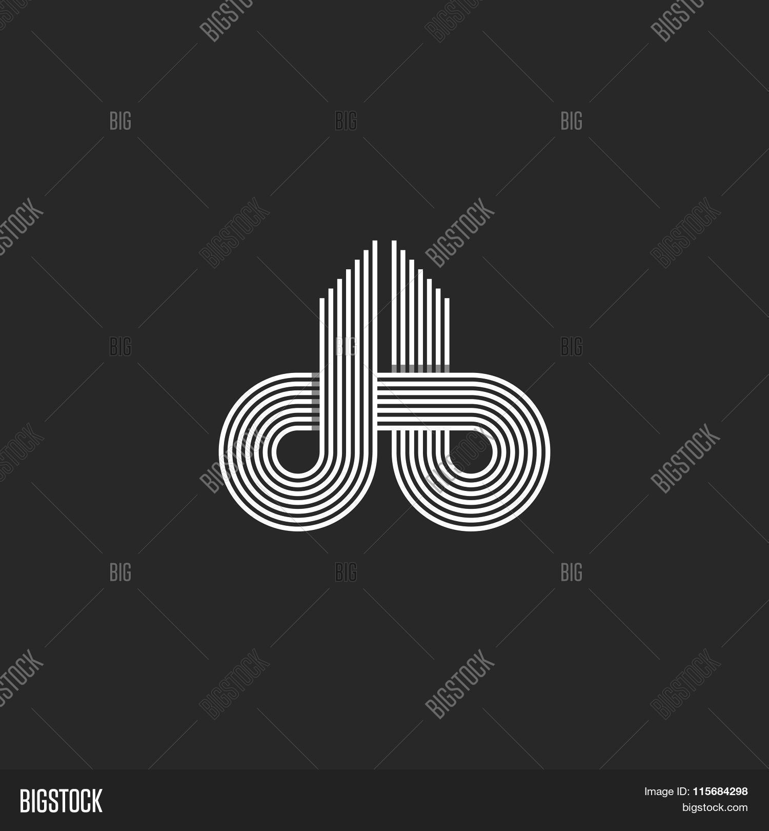 Letters Logo Db Monogram Offset Line Overlapping Style Mockup Emblem Business Card Black And Whit 115684298 Image Stock Photo