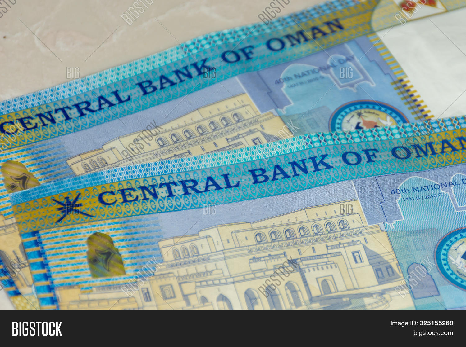 A Close Up Of The Central Bank Of Oman 20 Riyal Bills Of Cash, The ...