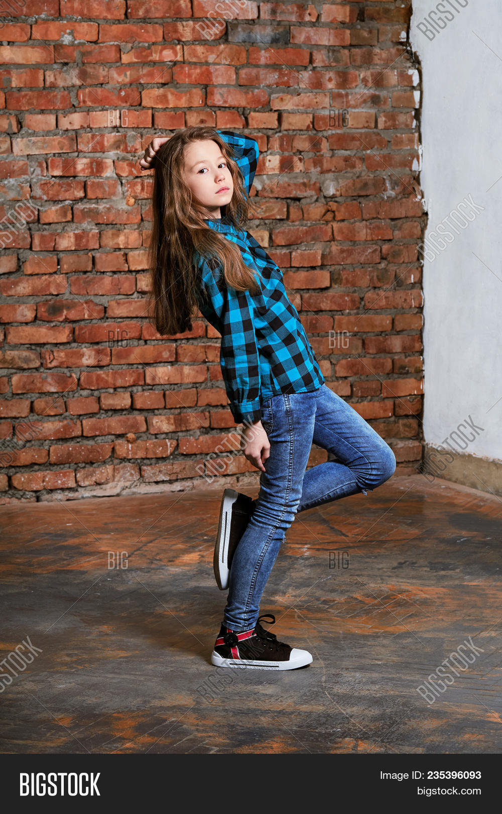 adolescent,advertising,attractive,background,beautiful,brick,brown,casual,caucasian,checkered,child,clothes,confident,cute,denim,face,fashion,female,full,girl,hipster,indoors,interior,jeans,kid,length,lifestyle,loft,model,modern,people,person,pose,posing,pretty,serious,shirt,shop,sneakers,studio,style,stylish,teenager,tests,trendy,urban,wall,woman,young,youth