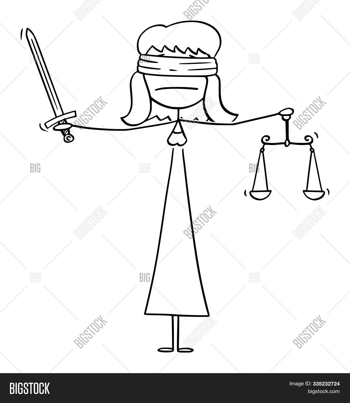 allegorical,art,background,balance,blind,blindfolded,cartoon,character,concept,conceptual,draw,drawing,figure,force,fun,graphic,hand,holding,humor,illustration,judicial,justice,justitia,lady,law,madam,man,metaphor,moral,person,personification,scales,stick,stickman,sword,system,weighing,white,woman
