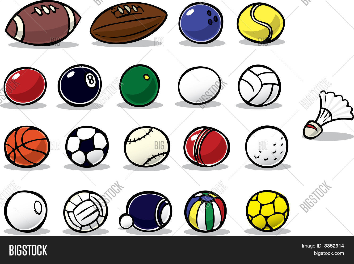 Series Of Cartoon Ball Icons Image Stock Photo