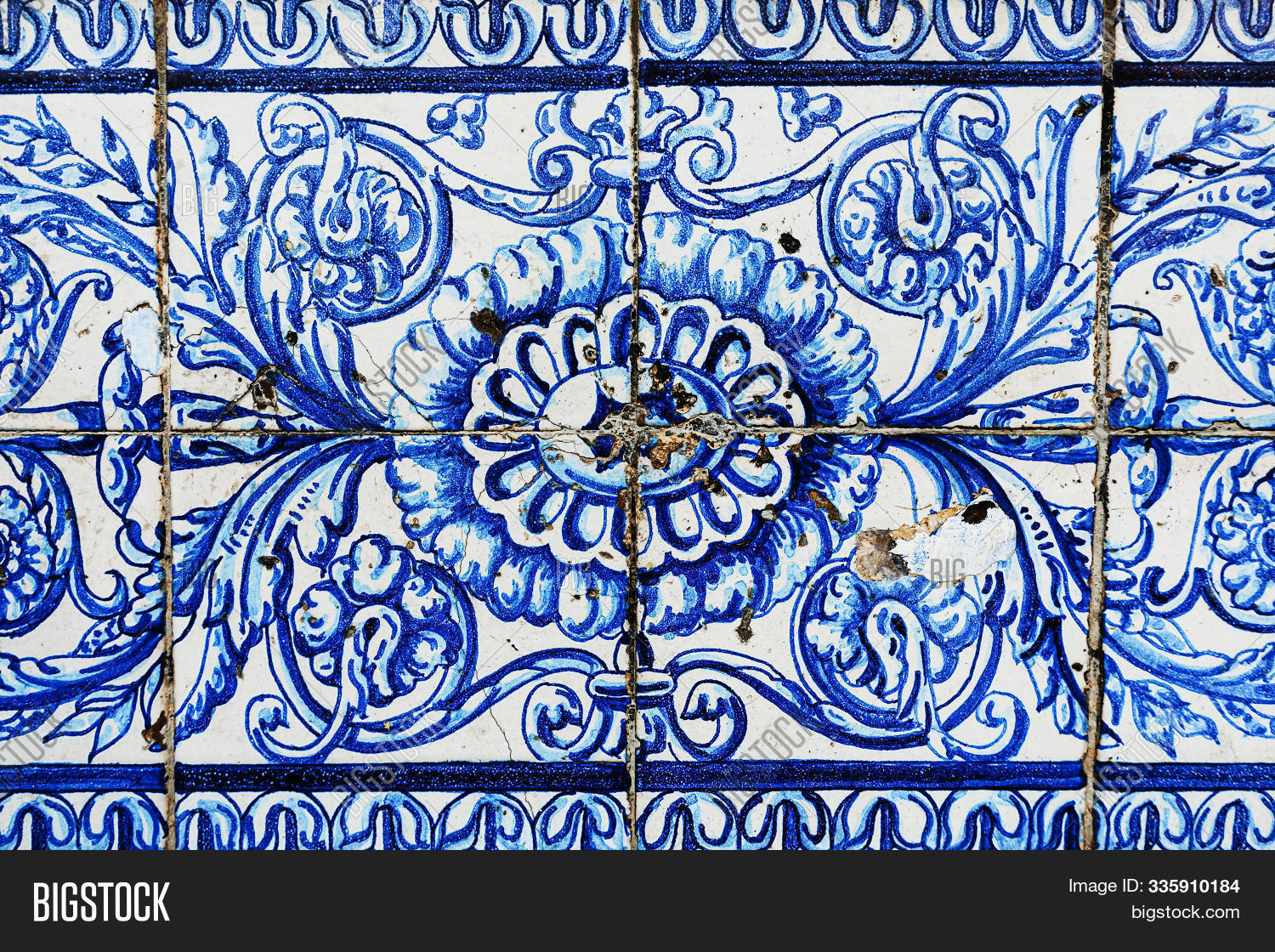 Great for textures Andalusia style wall Azulejos tiles background image