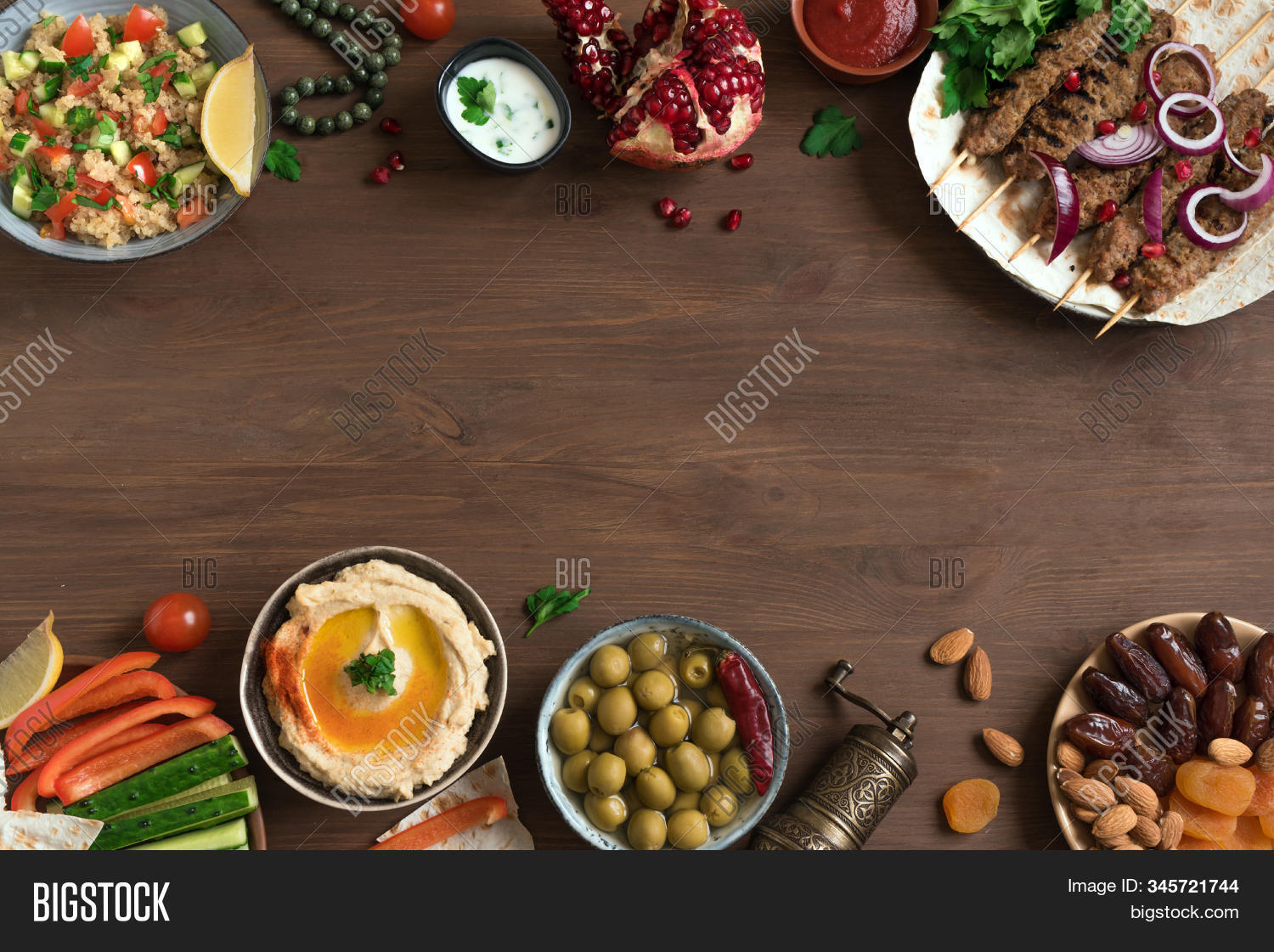 dinner,meal,traditional,holiday,selection,shish,kebab,beef,cuisine,lebanese,middle,eastern,hummus,plate,arab,party,turkish,background,mezze,top,view,Eid,al,Adha,halal,palestinian,pita,lamb,table,rustic,arabian,wooden,kibbeh,bowl,egyptian,tahini,date,fruit,arabic,meat,vegetables,pomegranate,olive,food,tabbouleh,copy,space,banner,assorted,dip