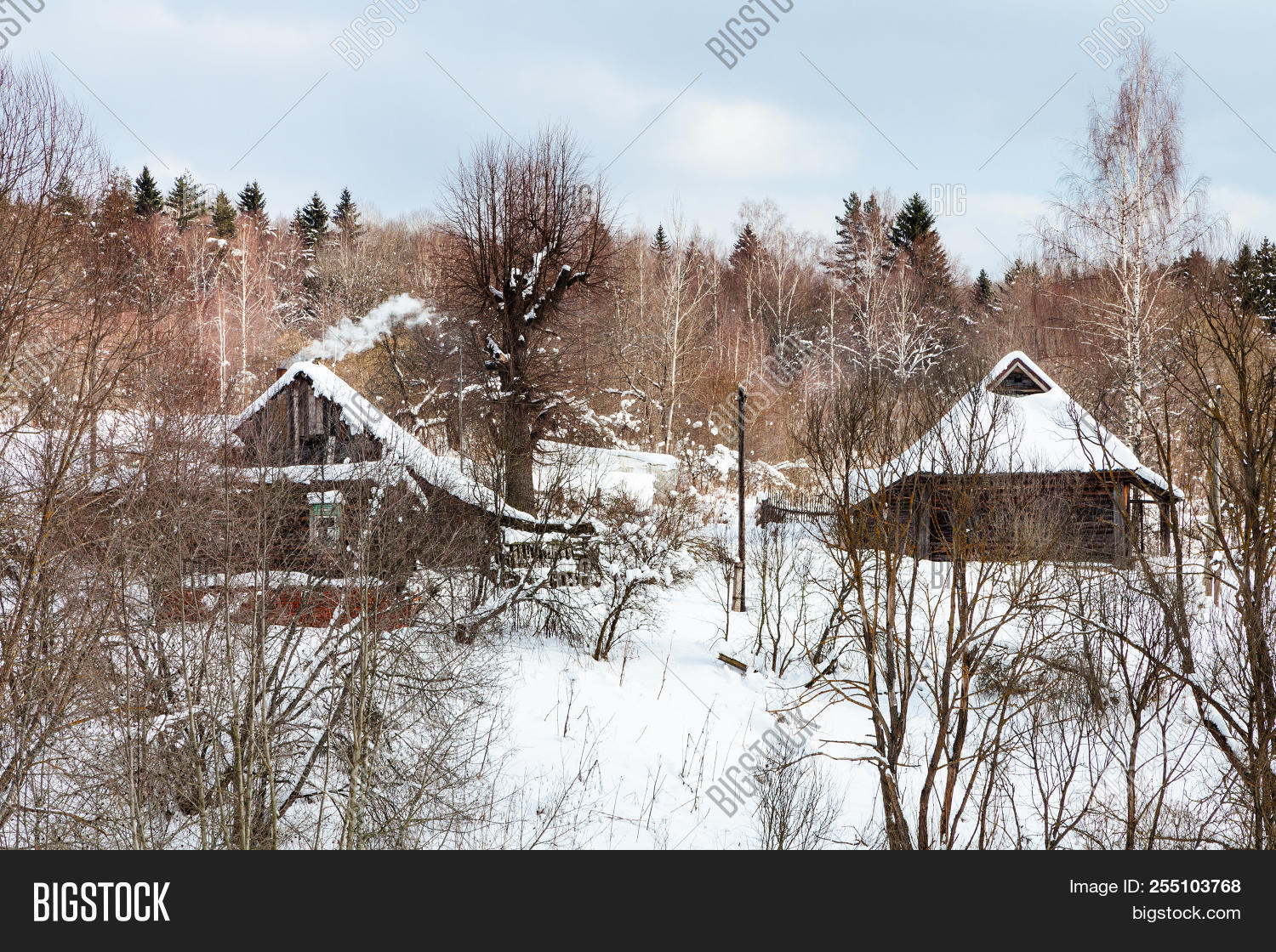 birch,blue,building,chimney,cottage,country,countryside,day,exterior,fedosovo,forest,frozen,hamlet,hill,house,izba,landscape,log,oblast,region,rural,russia,russian,rustic,scenery,scenic,season,settlement,sky,smoke,smolensk,smolenskaya,snow,snow-clad,snow-covered,snowbank,snowdrift,snowy,view,village,weather,white,winter,wood,wooden