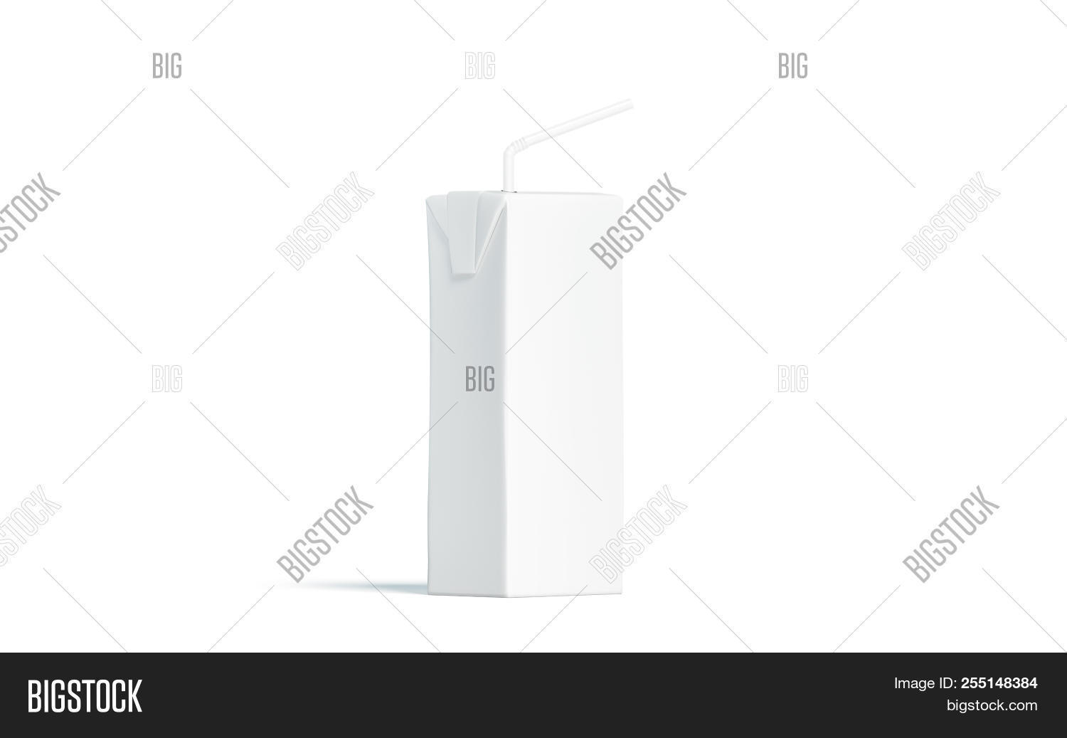 Download Blank White Juice Pack With Straw Mockup Side View 3d Rendering Empty Milk Packaging With Tube Mo Image Stock Photo 255148384