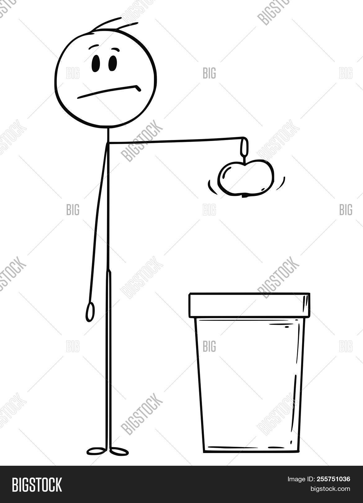 agriculture,art,basket,bin,cartoon,compost,concept,conceptual,design,discarded,drawing,drawn,dump,eatable,ecology,environment,environmental,figure,food,fruit,fun,garbage,graphic,hand,humor,illustration,junk,litter,man,metaphor,nature,nutrition,pollution,rubbish,scrap,stick,stickman,sustainability,sustainable,throw,throwing,trash,vegetable,wastage,waste,wasting