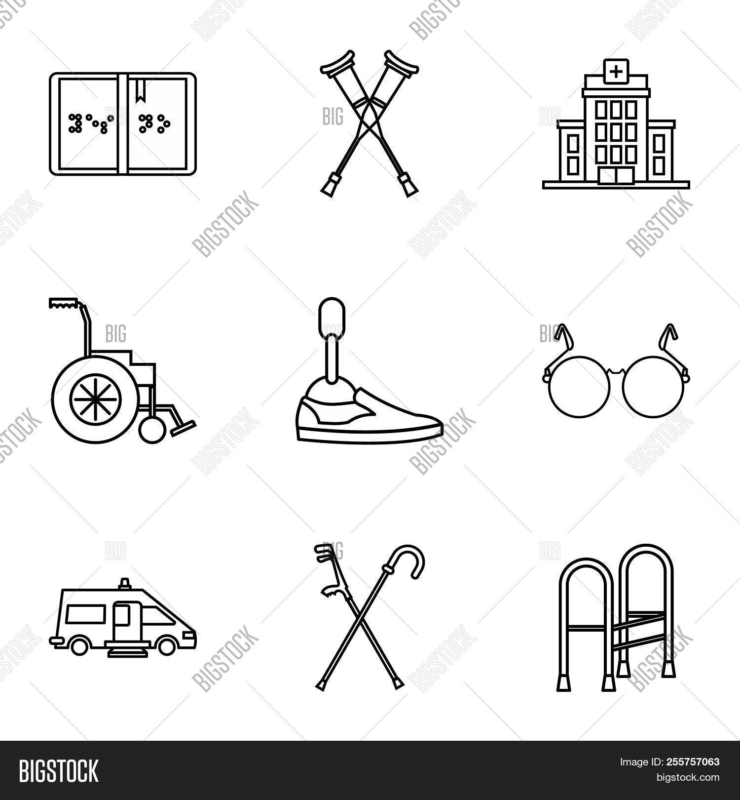 9,access,accessibility,accessible,ambulance,armchair,black,blind,braille,care,collection,crutch,disability,disable,disabled,glasses,graphic,health,help,hospital,icon,illustration,injury,invalid,isolated,law,leg,life,line,medical,medicine,object,outline,patient,people,person,prosthetic,safety,seat,service,set,sign,symbol,thin,traffic,transport,transportation,walker,wheelchair