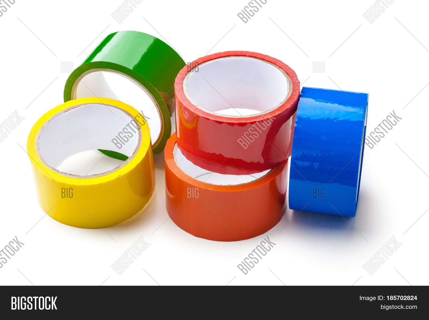 colored tape in large rolls isolated on white