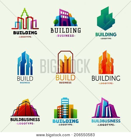 Skysers Buildings Logo Tower Office Label City Architecture Skysers Buildings Logo Tower Office Label City Architecture House Badge Business Apartment Vector Illustration Modern Cityscape Construction Exterior