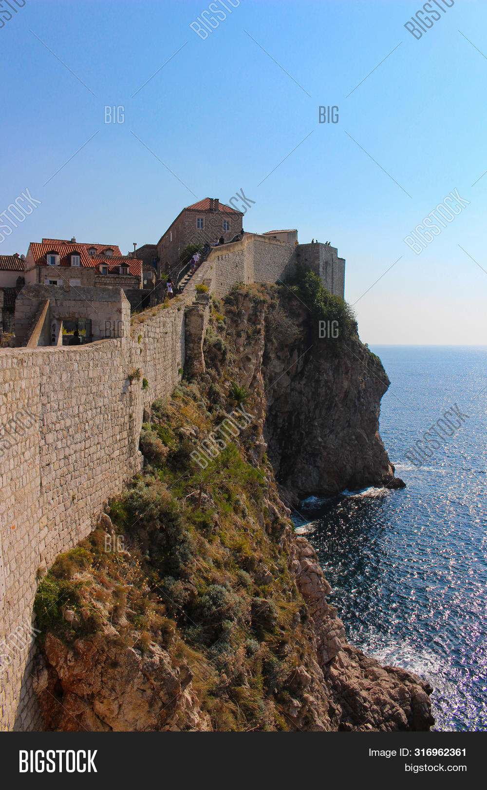 Overlooking Place View Of Dubrovnik And It's City Wall From The Adriatic Sea image ...