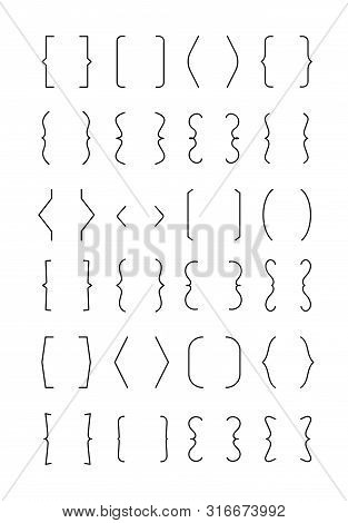 Bracket Set. Square, Round And Angle, Curly Brace Brackets Icons ...