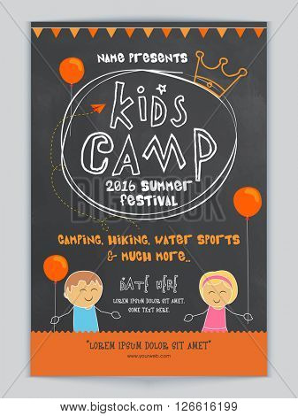 Kids Camp Summer Festival Celebration Template Banner Or Flyer
