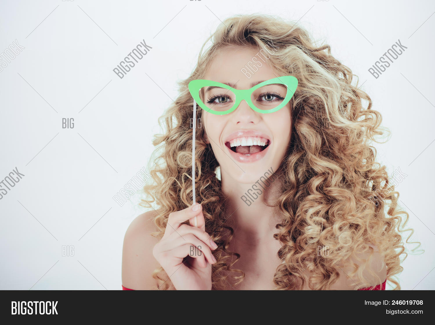 Woman With Curly Hair Portrait Of Funny Positive Girl With