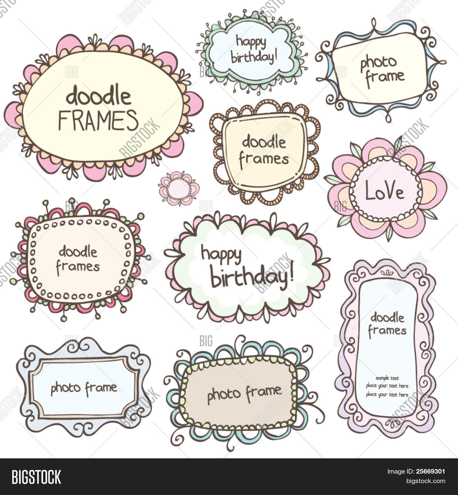 Cute Doodle Frames 25669301 Image Stock Photo