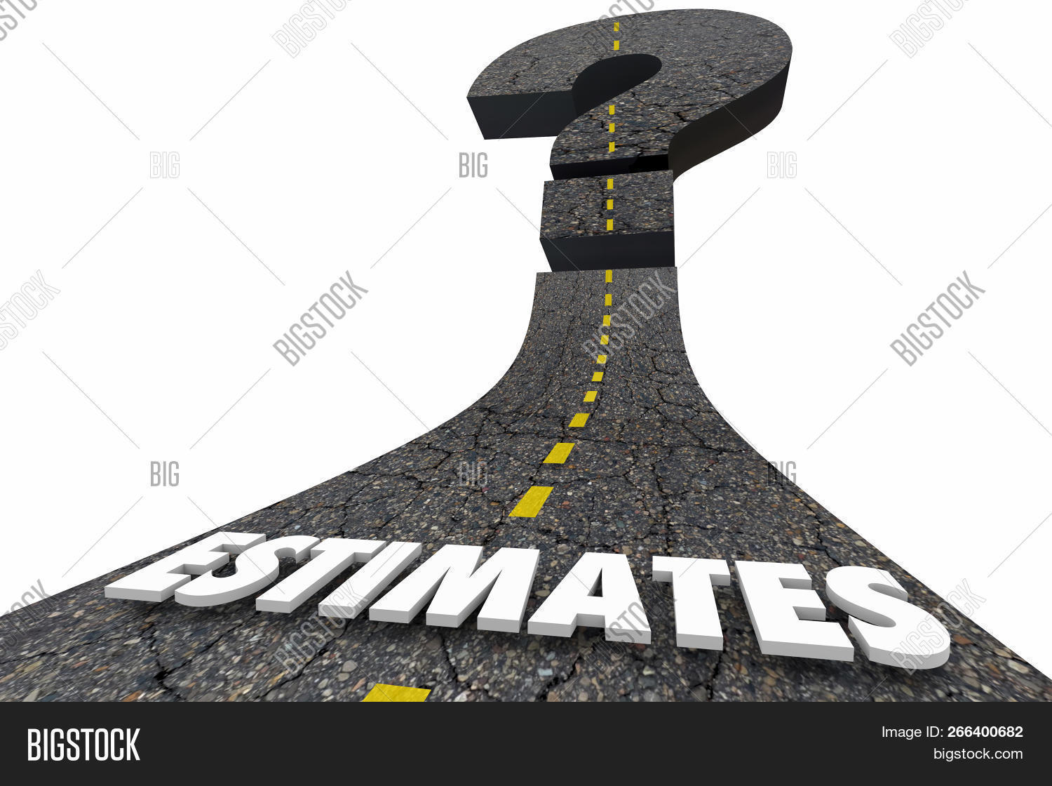 Estimate Road Word Prediction Forecast Question Mark 3d Illustration 