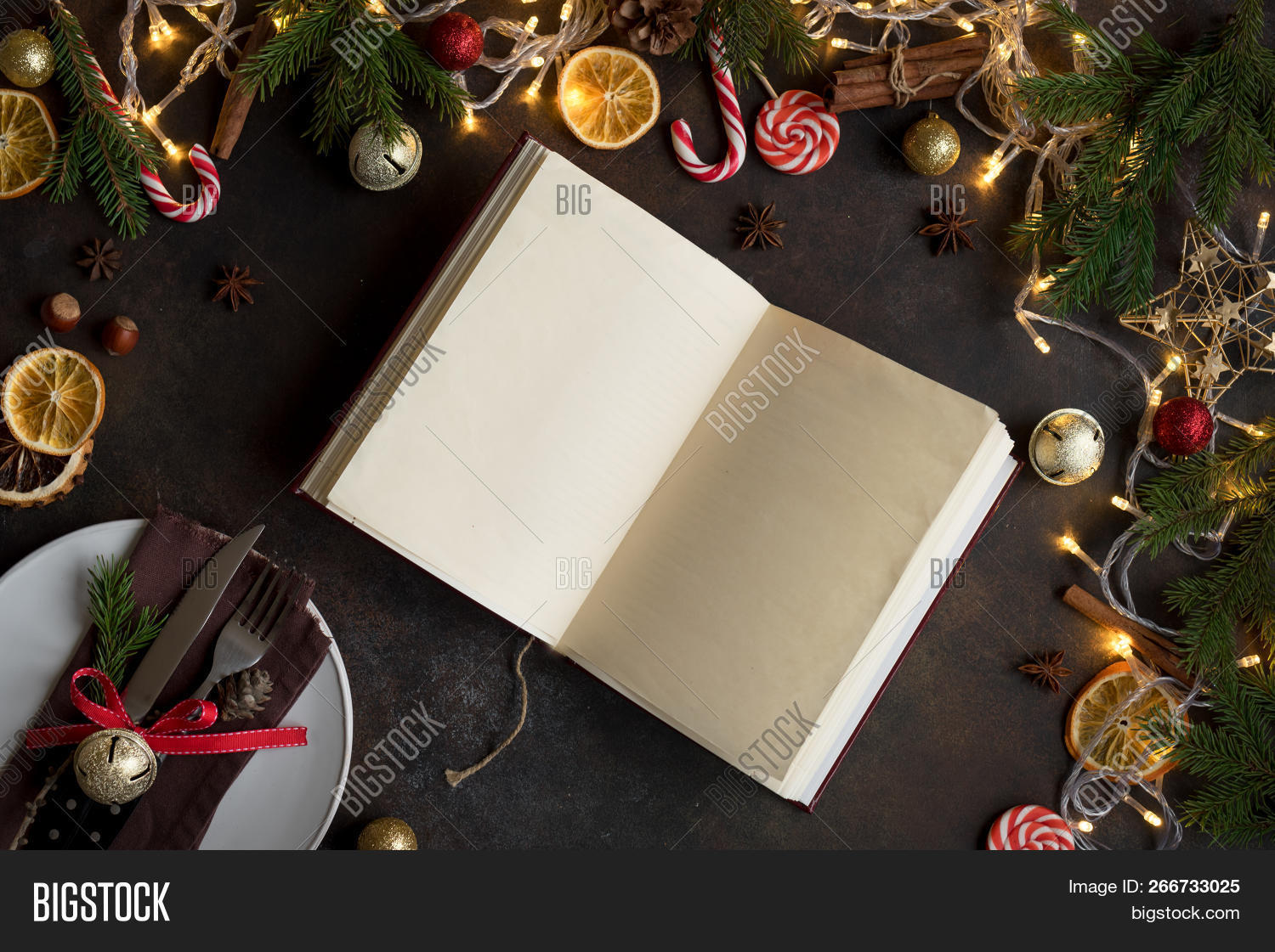 above,background,balls,blank,book,border,branch,card,christmas,concept,cookbook,copy,dark,decor,decoration,design,empty,festive,frame,garland,golden,holiday,lights,menu,night,note,notebook,old,open,ornaments,page,paper,recipe,rustic,space,table,view,vintage,white,winter,wood,wooden,year