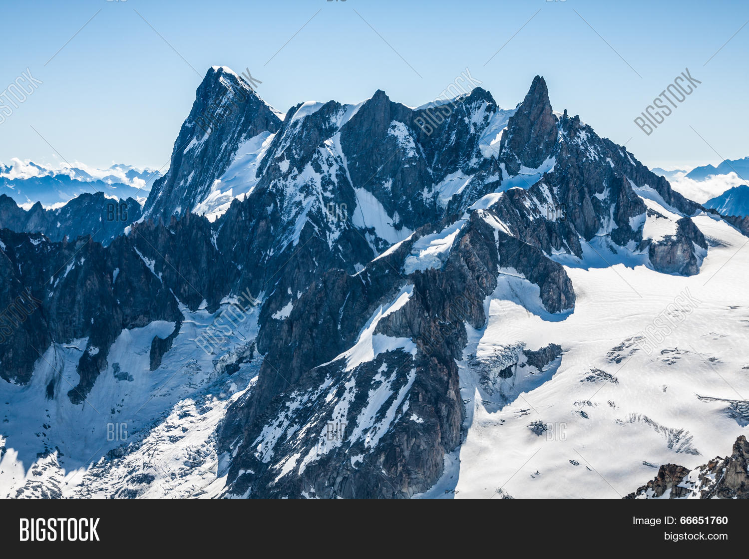View Of Mont Blanc Mountain Range From Aiguille Du Midi In Chamonix ...