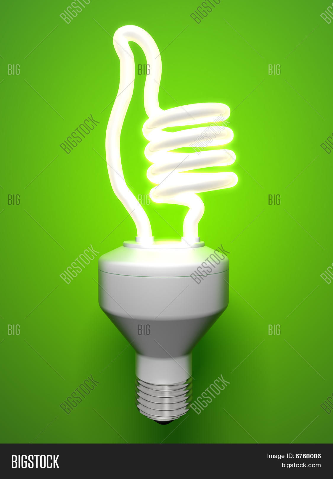Thumbs Up Compact Fluorescent Light Bulb Photo Stock Accept