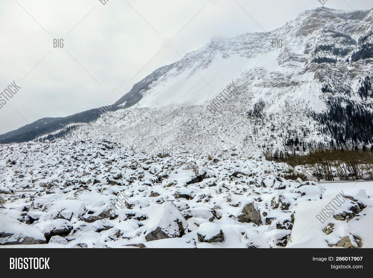 The View From A Base Of A Mountain Where A Huge Rock Slide Took Place ...