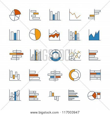 Set of chart icons in thin lines. - Stock Image - Everypixel