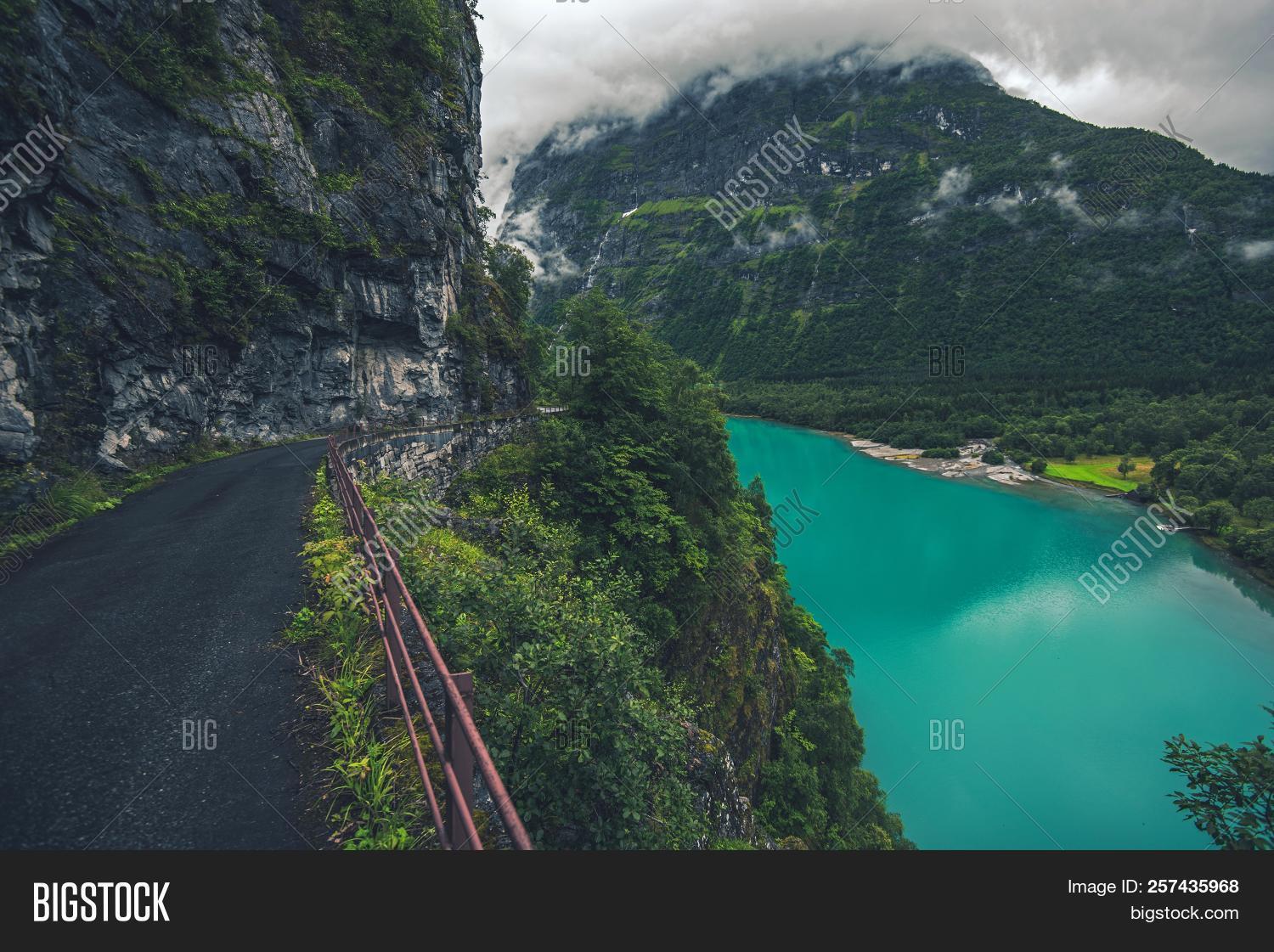glacial,horizontal,landscape,natural,nature,norway,norwegian,outdoor,river,road,rocks,rocky,route,scandinavia,scenery,scenic,vista,water,waterfall,winding