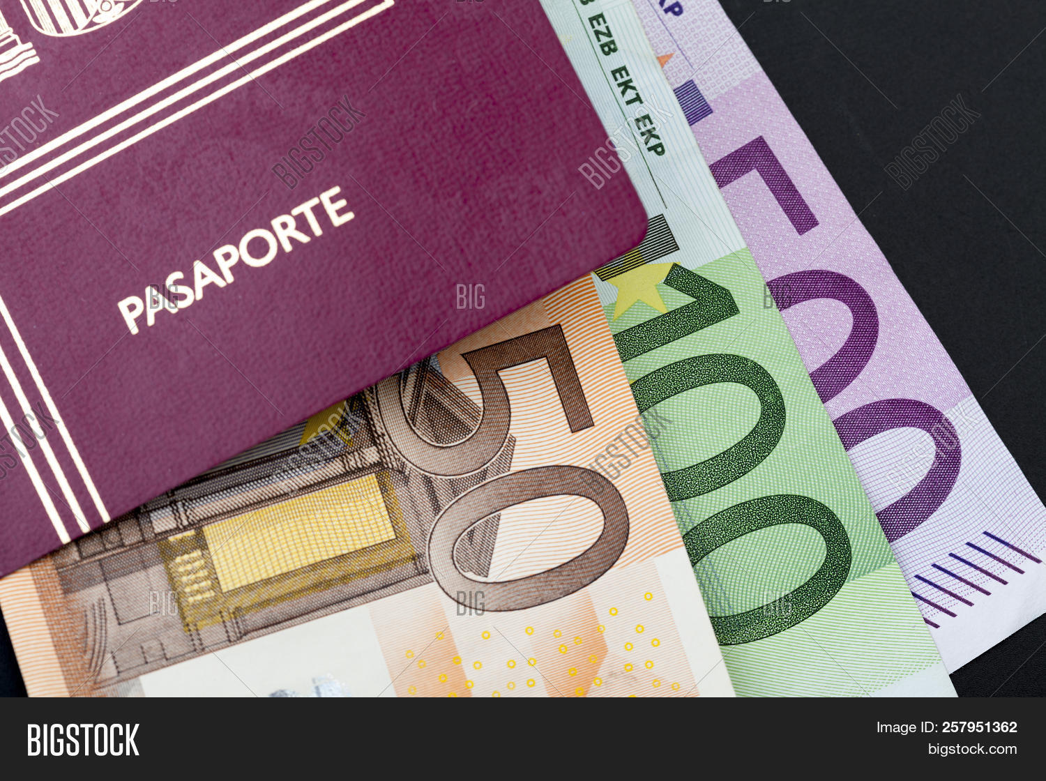 Spanish Pport With Money 50 100 And 500 Euros Bills Spanish Pport With Money 50 100