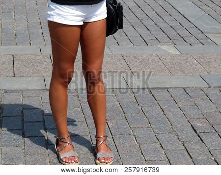 🔥 Tanned Slender Girl In A White Mini 