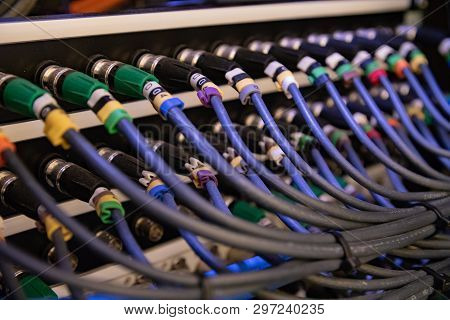 Bunch Of Bnc Sdi Hd Video Signal Connection On Patch Panel And Switcher ...