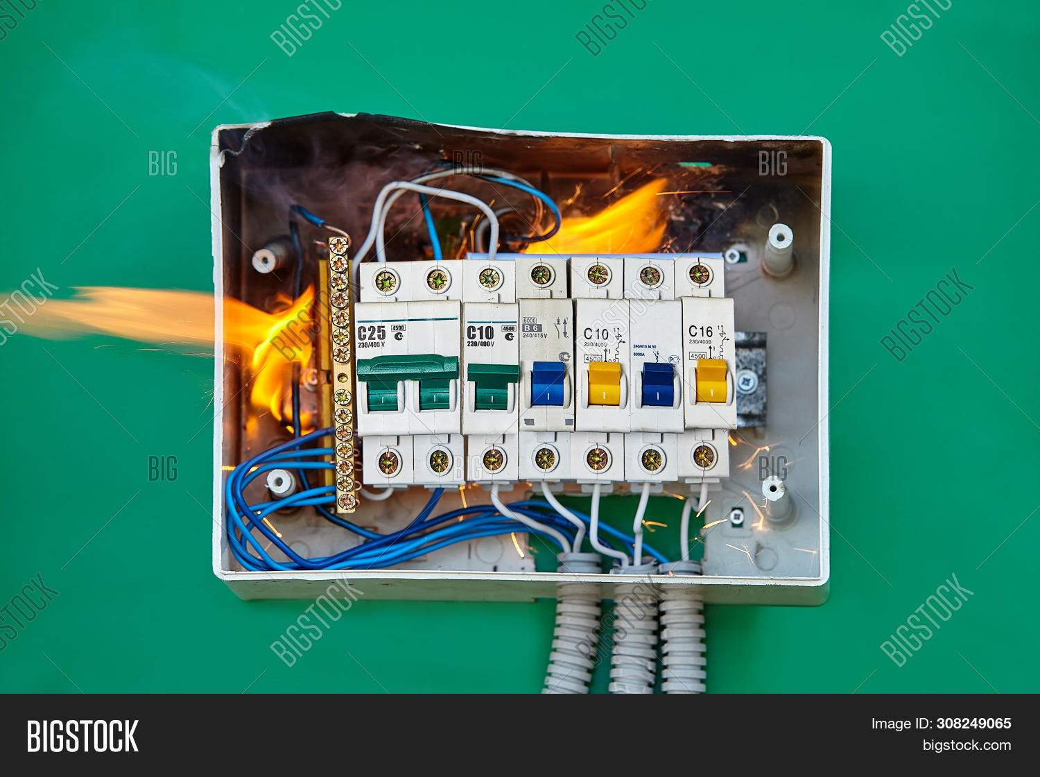 bad,box,breaker,broken,burn,burned,burning,burnout,burnt,cable,circuit,closeup,combustion,damaged,danger,dangerous,defective,electric,electrical,electricity,equipment,failure,faulty,fire,flame,fuse,hazard,home,house,nobody,overloaded,power,problem,process,protect,risk,security,smoke,surge,switchboard,system,voltage,wall,wire,wiring,wrong