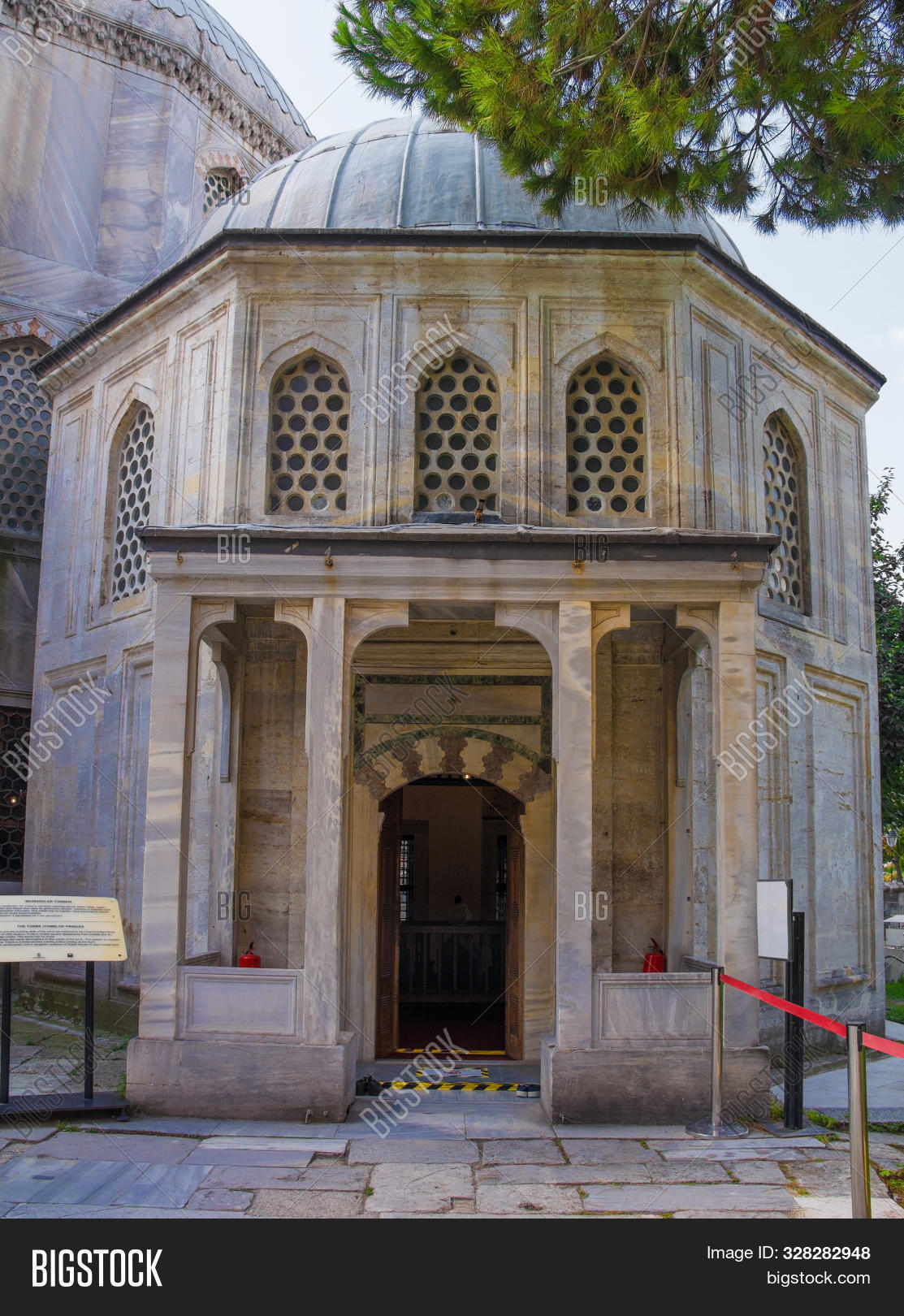 The exterior of the late 16th century tomb of princes in the tomb of the sultans courtyard at 