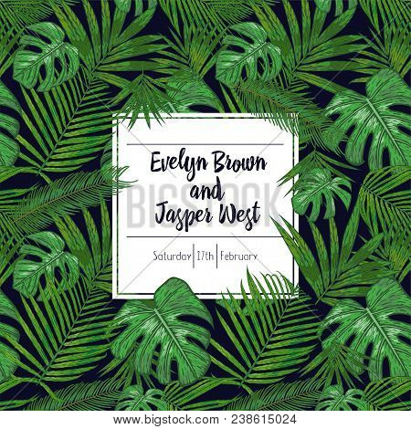 wedding marriage event invitation card template exotic tropical