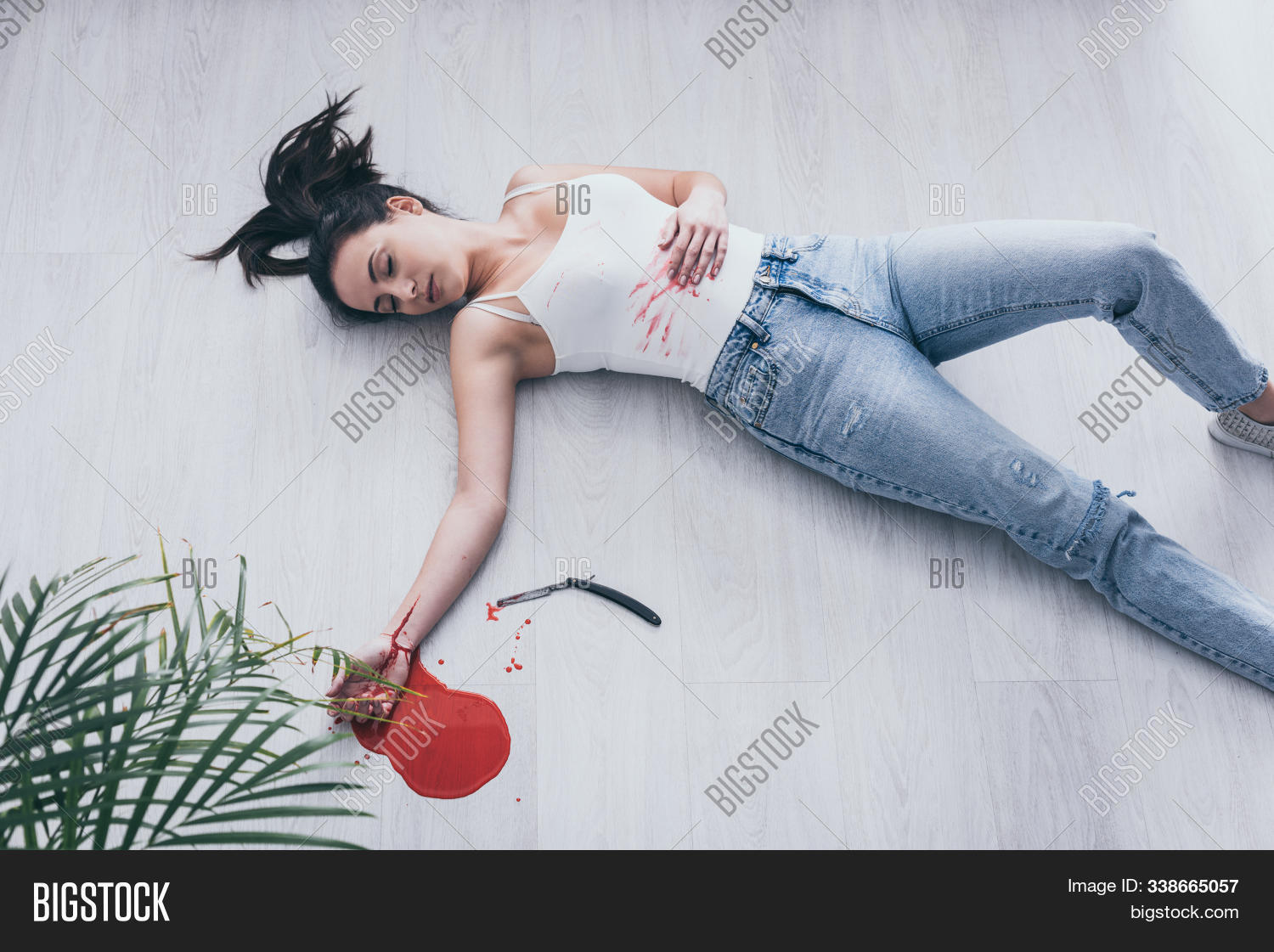 Jeans,bleed,bleeding,blood,breathless,caucasian,cut,dead,death,depressed,depression,desperation,european,fatalism,flood,floor,flora,frustration,green,home,hopelessness,indoors,lifeless,loneliness,lonely,lying,mental,plant,problem,psychical,psychological,puddle,self-destroyer,self-killing,self-murder,spill,stress,stressed,suicide,tendency,tragedy,unconscious,veins,woman,wrist