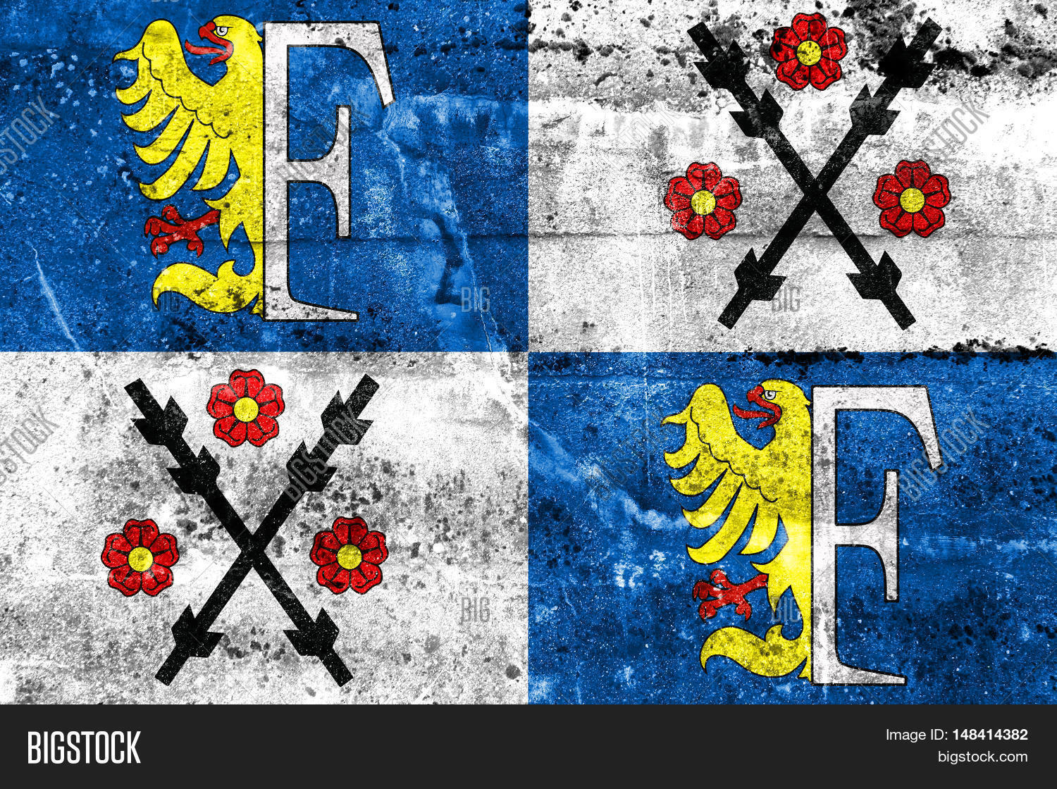 Frydek-Mistek,Czechia,czech,republic,europe,european,eu,flag,coat,arms,region,county,province,territory,city,department,state,country,sign,symbol,emblem,regional,capital,community,local,nation,government,administration,policy,politics,education,official,banner,commonwealth,polity,land,ensign,jack,area,mark,dirty,vintage,old,wall,painted,concrete,look,grunge,graffiti