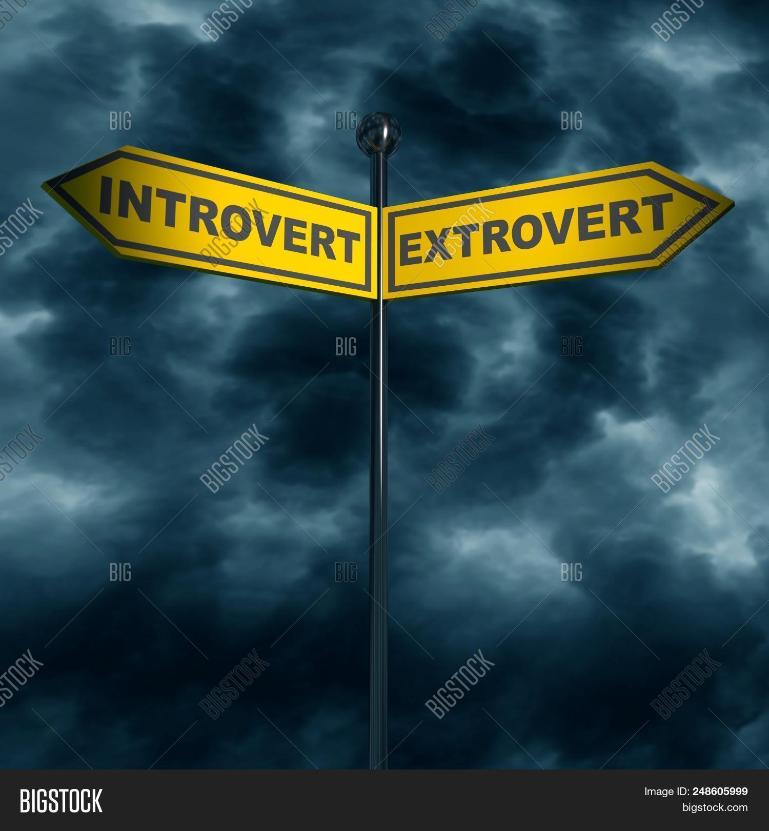 Road Signs With Introvert And Extrovert Text Pointing In Opposite ...