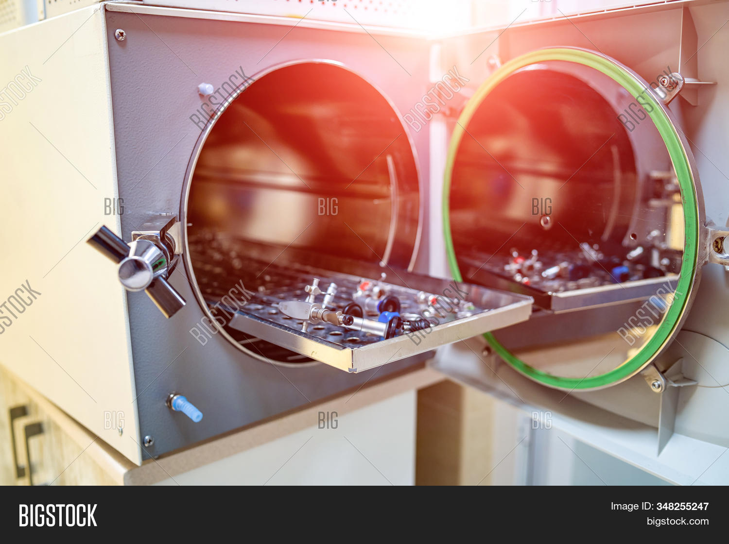 Steam Sterilizer Autoclave With The Door Open In A Medical Laboratory ...