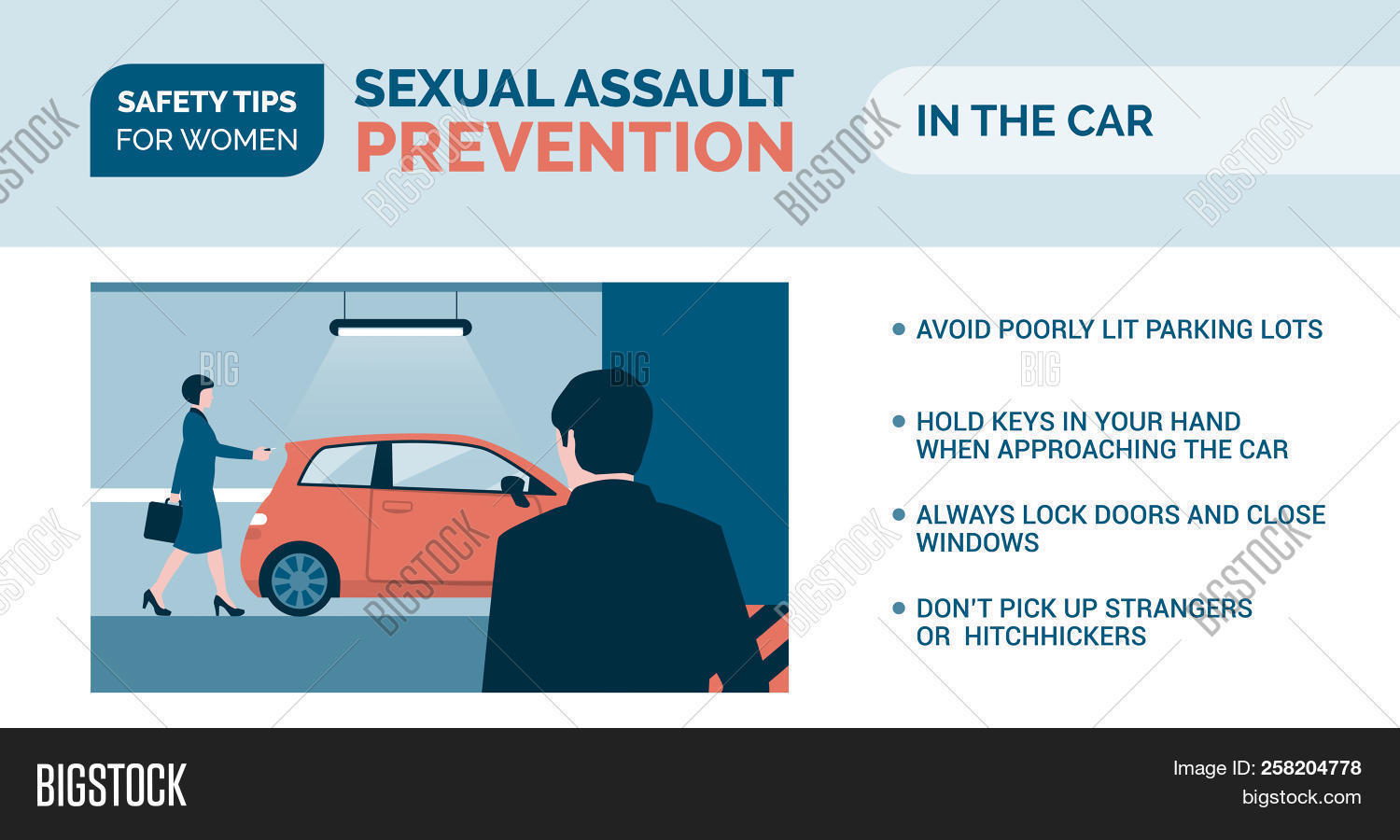 abuse,advice,aggression,assault,attack,awareness,car,crime,criminal,danger,dark,defence,defense,drive,driver,driving,education,fear,female,harassment,harm,help,infographic,information,issue,lot,man,molestation,night,offender,park,parking,person,predator,prevention,procedure,protection,rape,risk,scared,self,sex,sexual,social,stop,tips,vehicle,victim,violence,woman