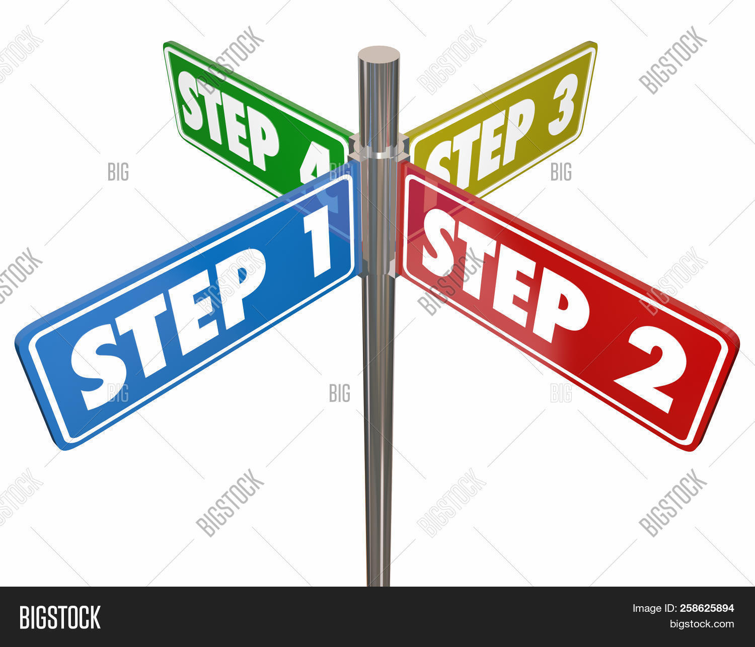 Steps 1 2 3 4 Instructions How To Procedure Signs 3d Illustration image ...