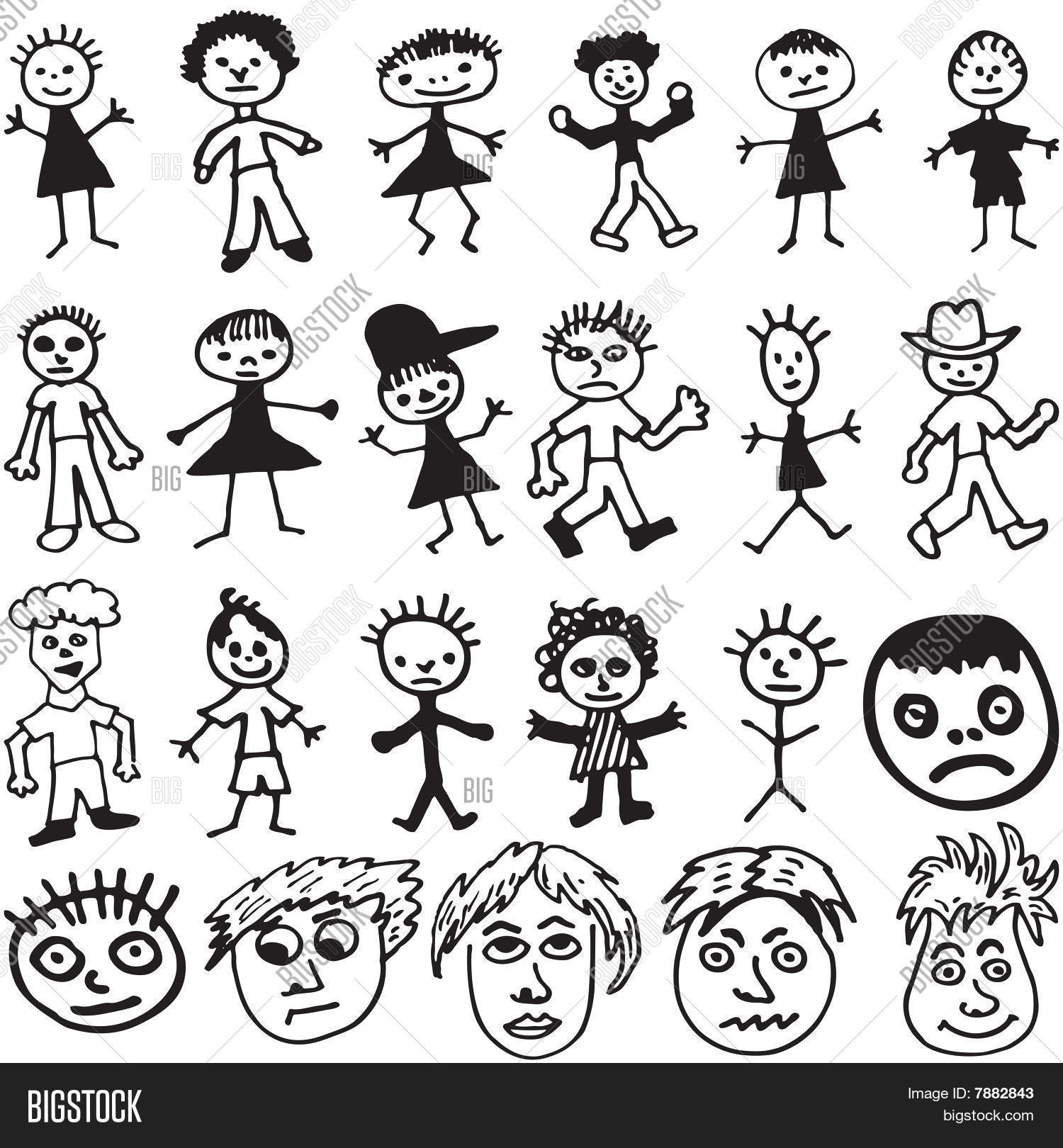 Child Like Drawings Of Cartoon Stick People Image Stock Photo 7882843 Advice and techniques for drawing cartoon faces. child like drawings of cartoon stick