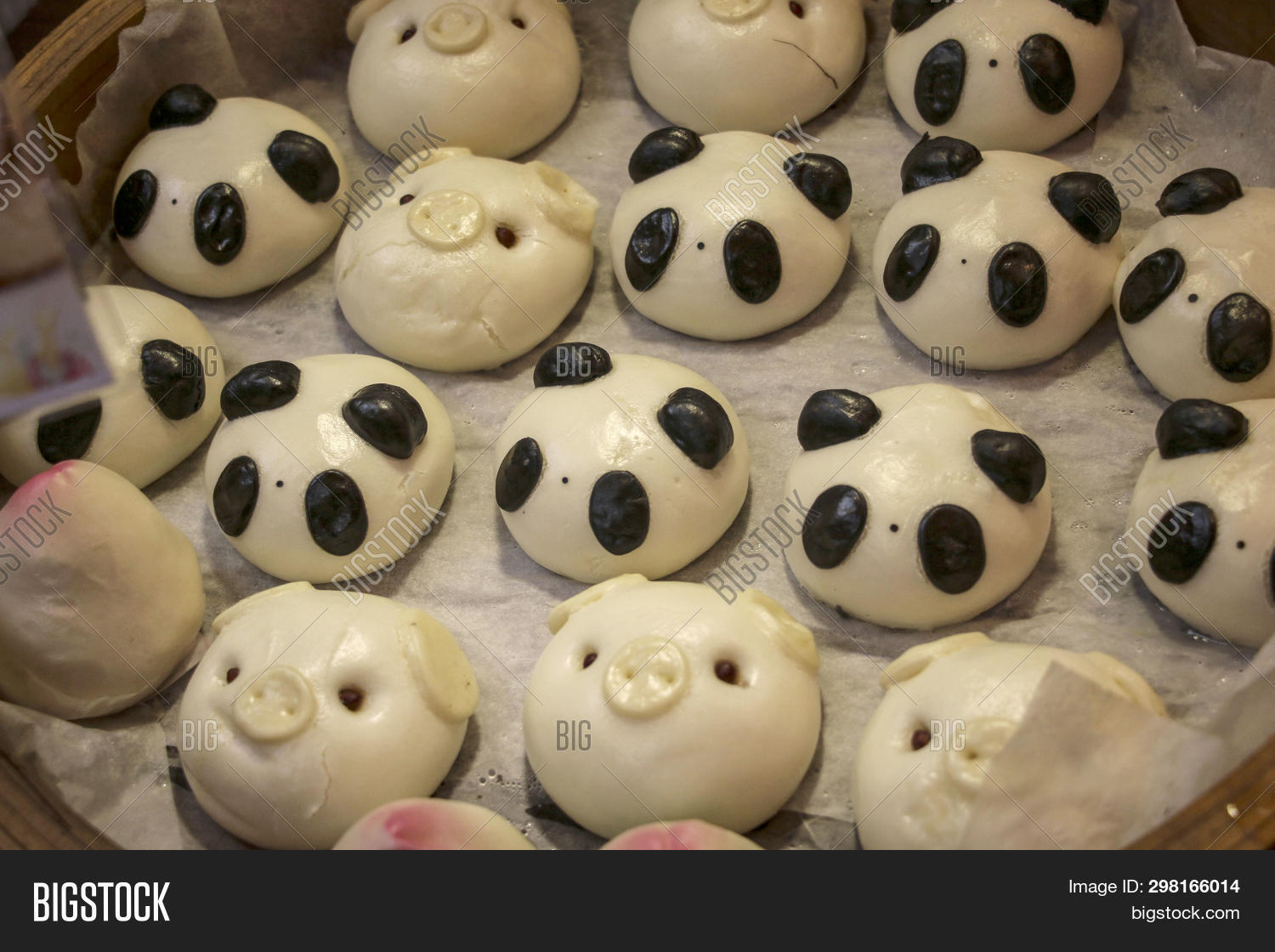 Chinese Steamed Buns Or Mantou Made In The Form Of Animals- Pandas And ...