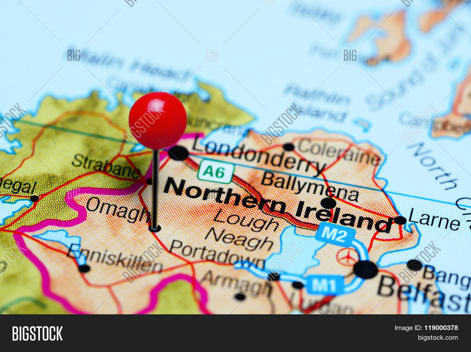 atlas,background,business,cartography,city,close-up,concept,countries,culture,destination,england,europe,geography,ireland,kingdom,macro,map,marked,marker,northern,omagh,pin,pinned,political,push,pushpin,red,thumbtack,tourism,tourist,travel,united,view,world