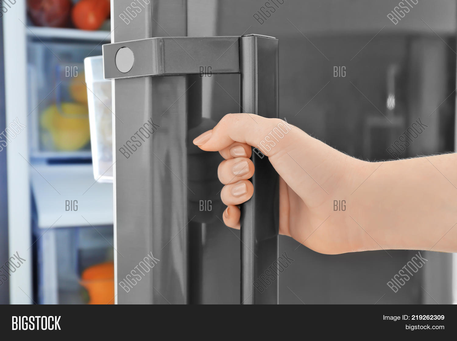 appliance,background,clean,clear,closeup,closing,cold,cool,door,electric,equipment,female,food,freeze,fresh,freshness,fridge,hand,handle,home,house,household,inside,kitchen,open,opening,person,preserve,refrigeration,refrigerator,storage,temperature,woman,young