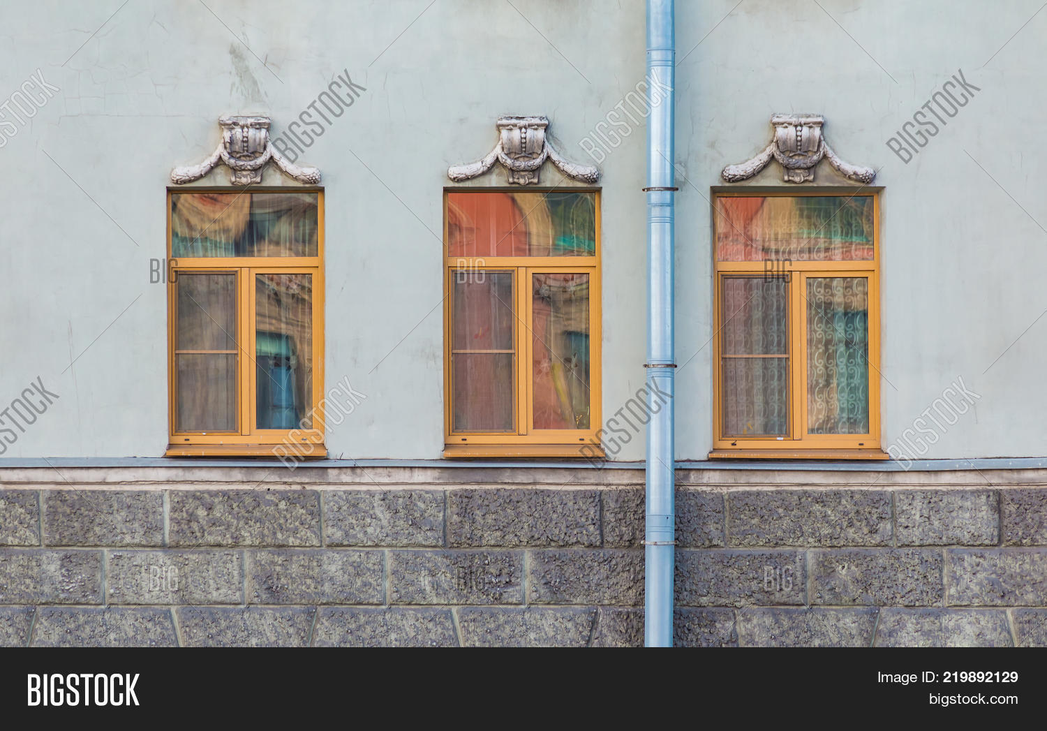 Three Windows In A Row On The 219892129 Image Stock Three Windows In A Row On The 219892129 Image Stock