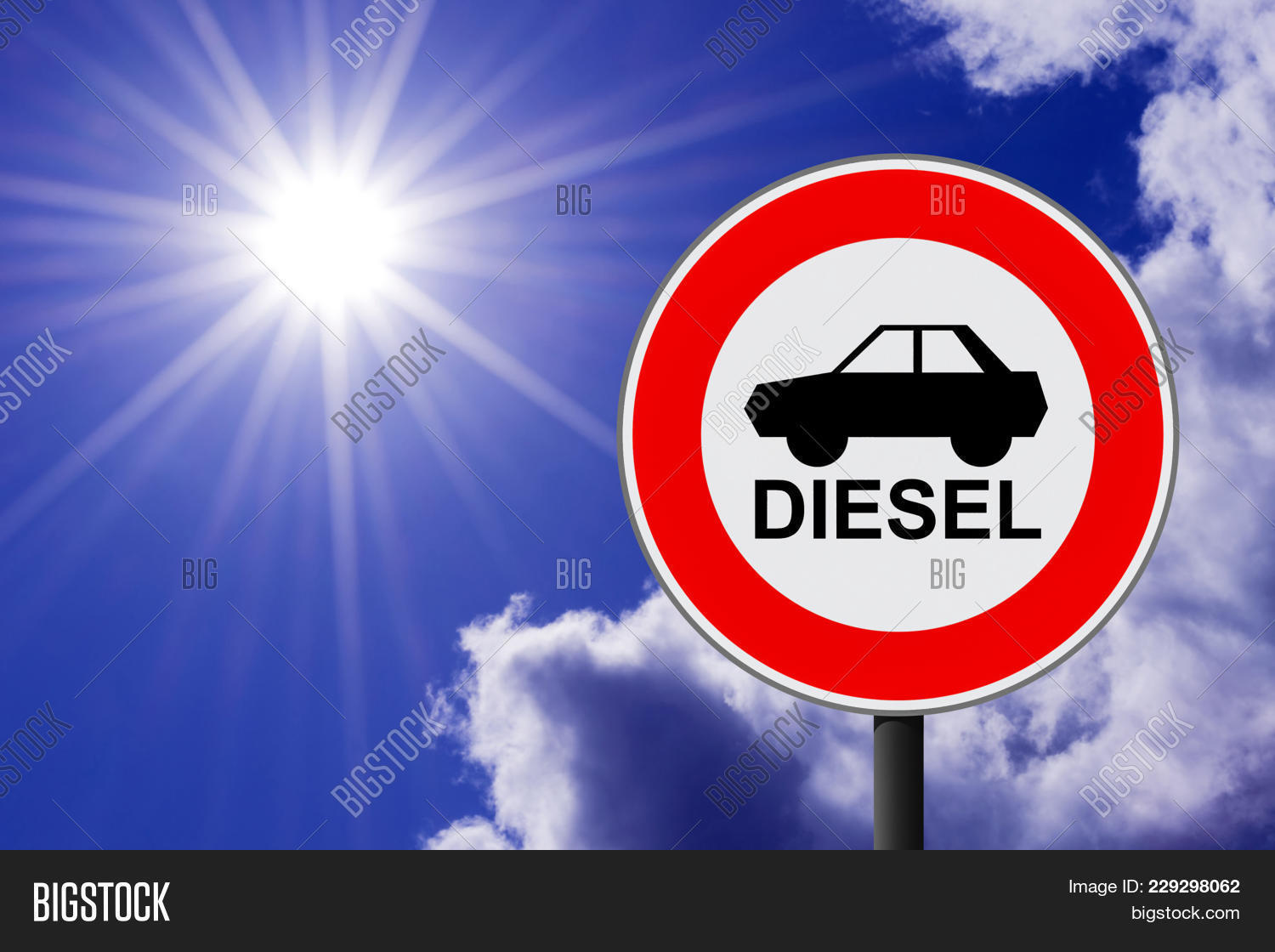 The Traffic Sign Forbidding To Use Diesel Cars In Some European