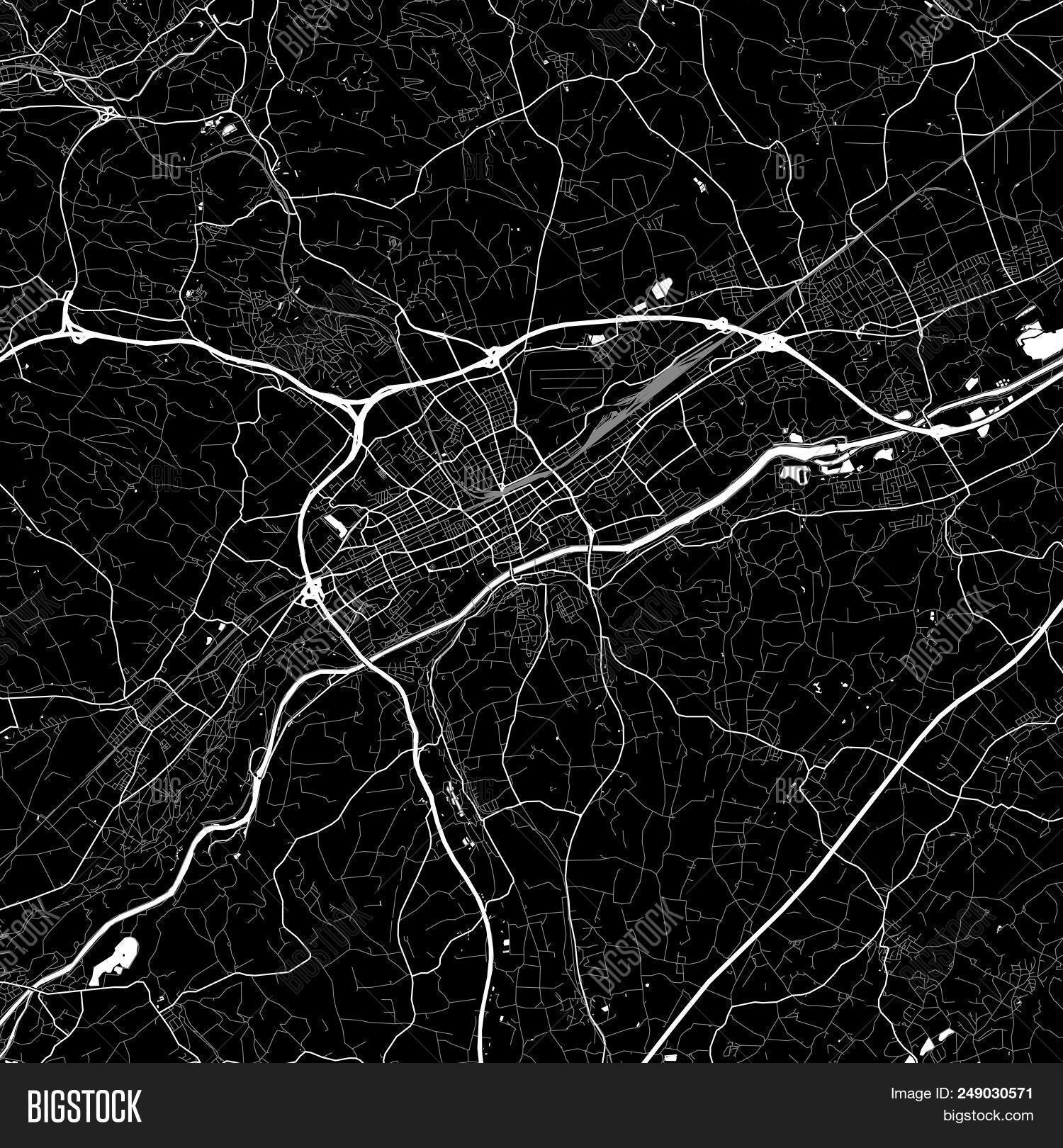 Area Map Of Wels Austria Dark Background Version For Infographic And area-map-of-wels-austria-dark-background-version-for-infographic-and