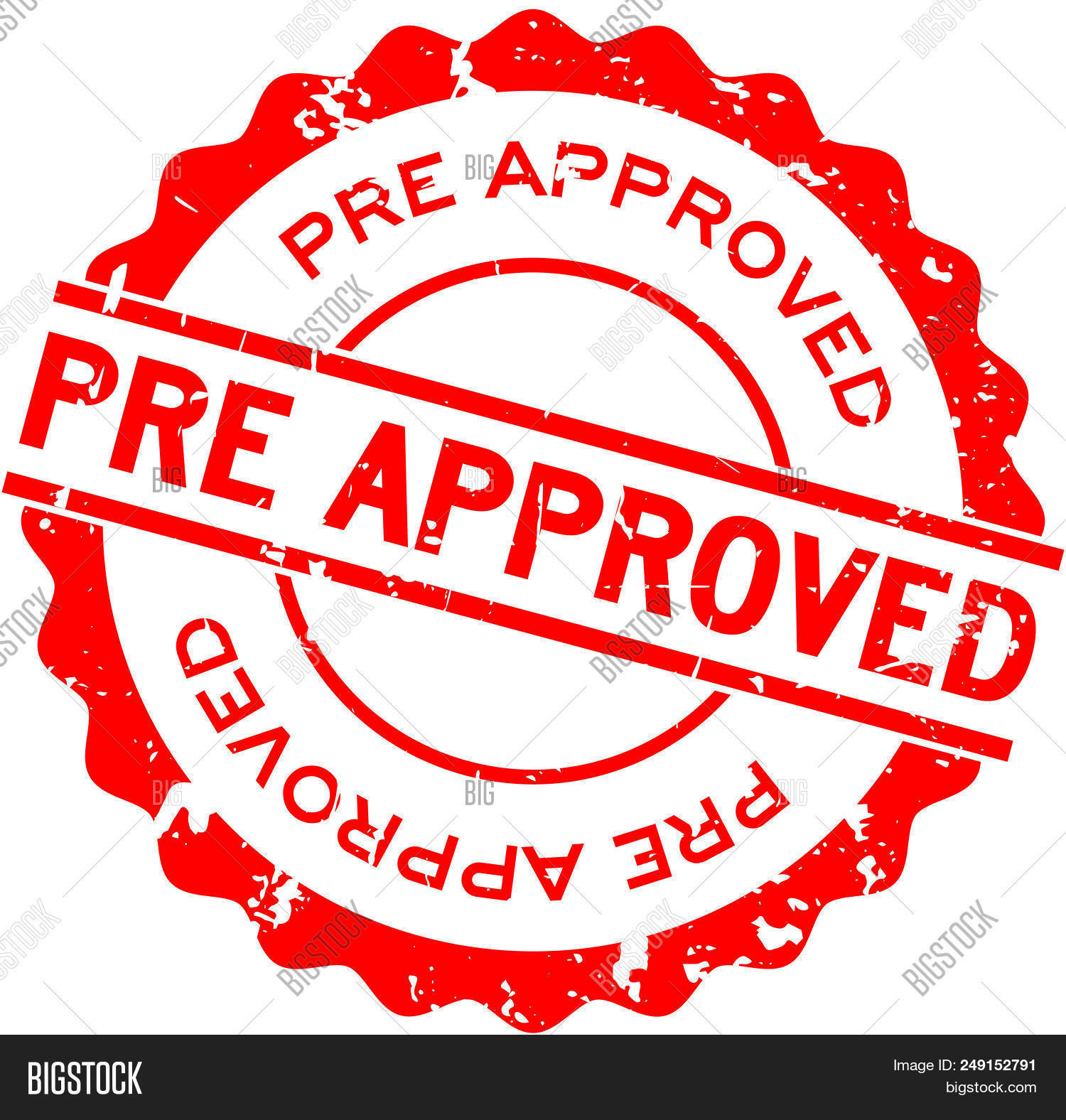 Grunge Pre Approved Word Round Rubber Seal Stamp On White