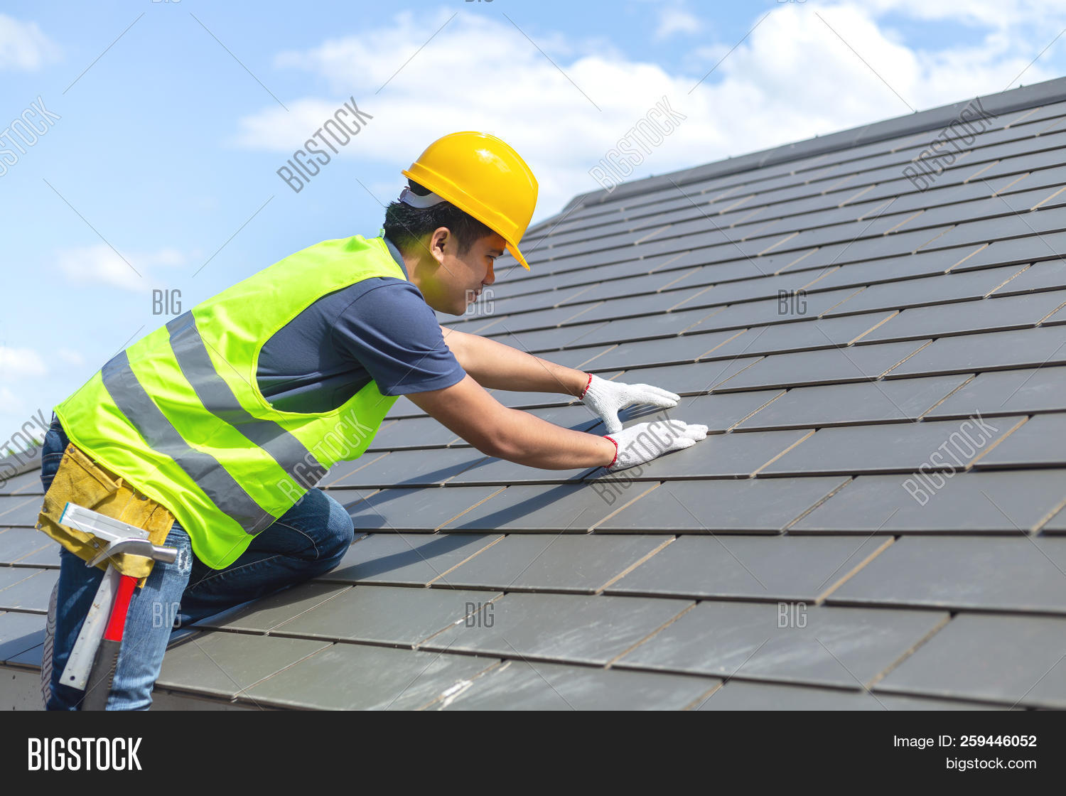 architecture,asbestos,background,builder,building,business,caucasian,commercial,construction,contractor,equipment,happy,harness,helmet,high,home,horizontal,house,industrial,industry,installing,job,male,man,metal,new,one,outdoors,people,person,professional,removal,repair,risk,roof,roofer,roofing,safety,scaffolding,site,sky,smiling,space,structure,technology,tile,work,worker,working,yellow