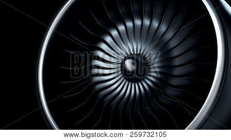 3d Illustration Of Jet Engine, Close-up View Jet Engine Blades image ...
