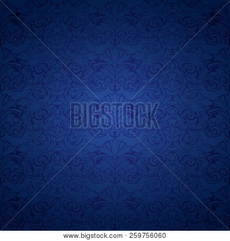 Blue Vintage Background Royal With Classic Baroque Pattern