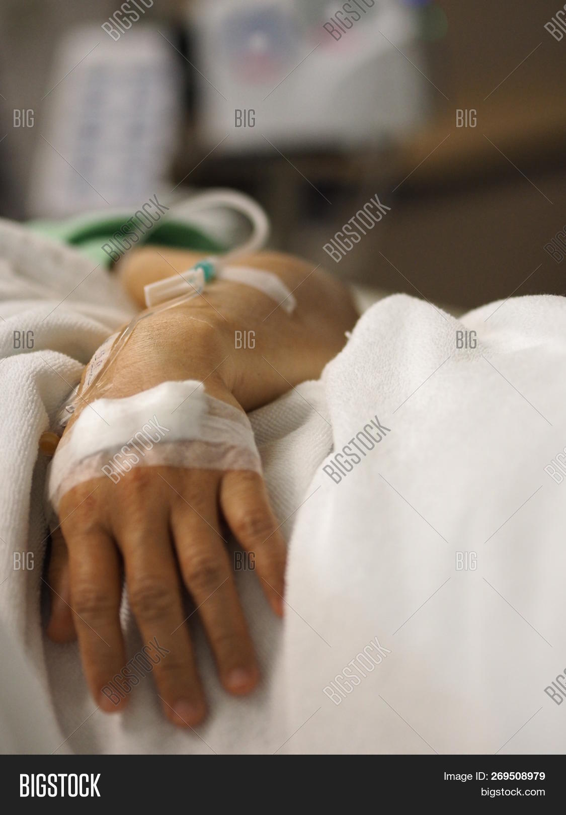 Patients,a,admit,at,care,closeup,examination,for,hand,hospital,in,medical,observation,or,physical,place,saline,sleep,the,to,ward