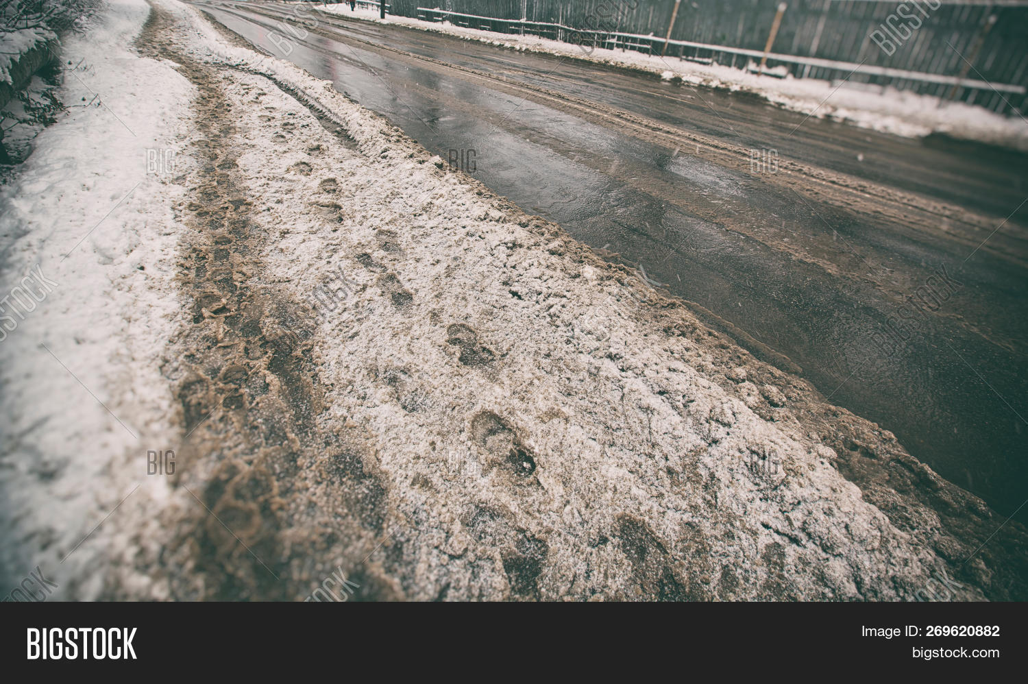 background,car,cold,dirt,dirty,ecology,footprints,ground,ice,marks,melting,mud,natural,nature,outdoor,park,pattern,puddle,road,season,seasonal,slippery,slush,snow,spring,texture,tire,water,weather,wet,white,winter